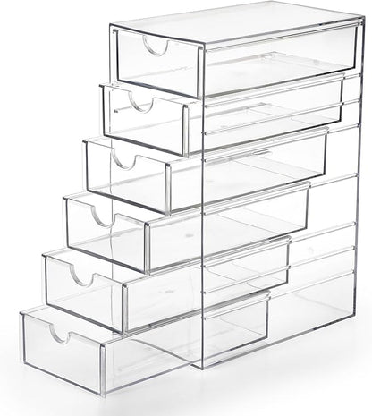 Hipiwe Plastic Drawer Organizer Clear Desktop Drawers Box by Hipiwe