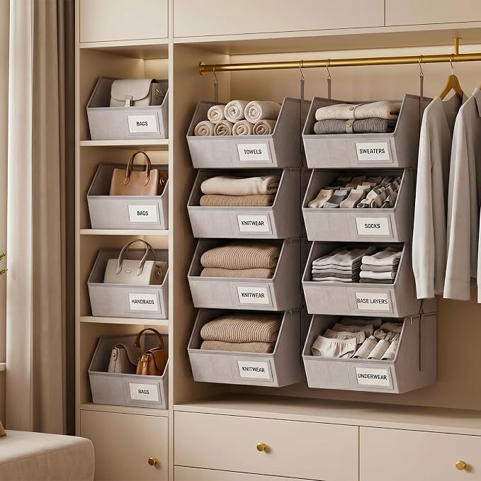 2 Pack 4-Tier Hanging Closet Organizer, Detachable Hanging Storage Shelves - Image 6