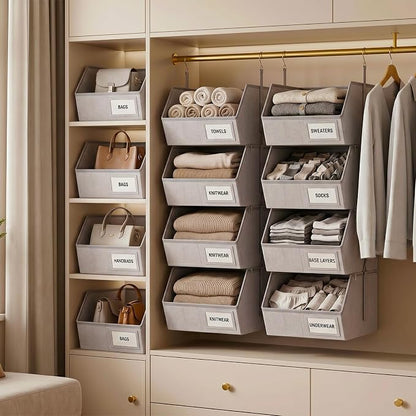 2 Pack 4-Tier Hanging Closet Organizer, Detachable Hanging Storage Shelves - Image 6