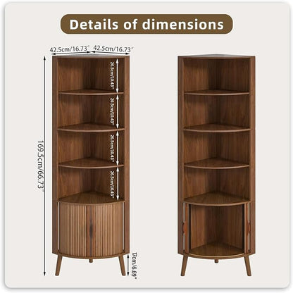 5-Tier Corner Shelf, 66.73''Tall Modern Corner Bookshelf, 5 Shelf Bookcase - Image 2