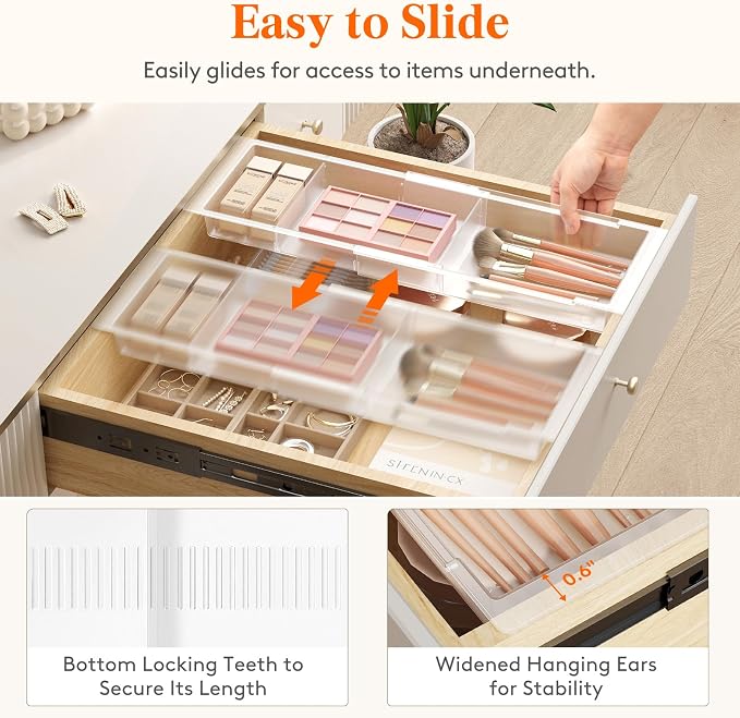 Lifewit 3 Pack Sliding Makeup Drawer Organizer Trays - Image 7