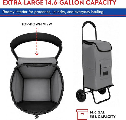 Shopping Cart, Super Loading Grocery Trolley, 220 lbs Capacity, Foldable Cart - Image 8