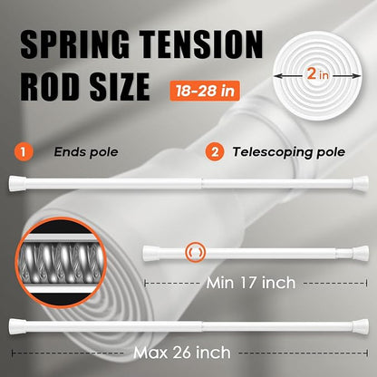 AIZESI White 1pcs Adjustable Spring Curtain Rods - Image 2