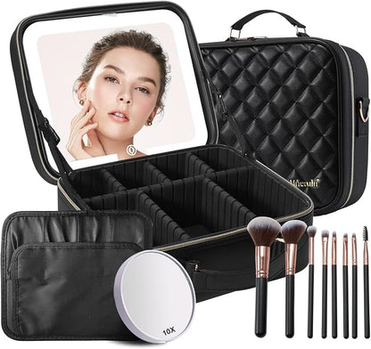 Mocado Travel Makeup Bag with LED Lighted Mirror, Travel Makeup Organizer by Mocado