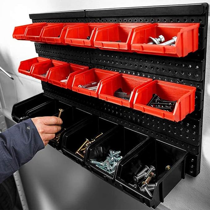 Wall Mounted Storage Bins, 30 Wall Mount Tool Organizer Bins Plastic Parts Rack - Image 8
