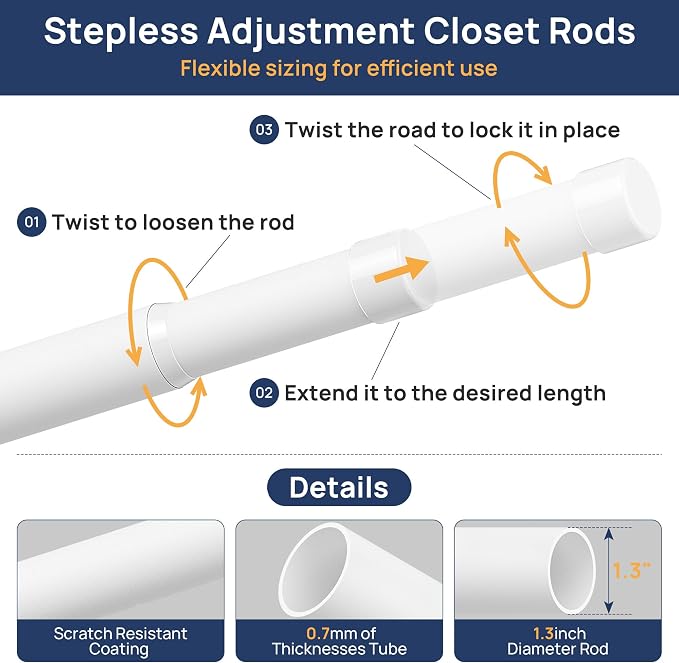ENJOYBASICS 17-80" Heavy Duty Closet Rod - Image 3