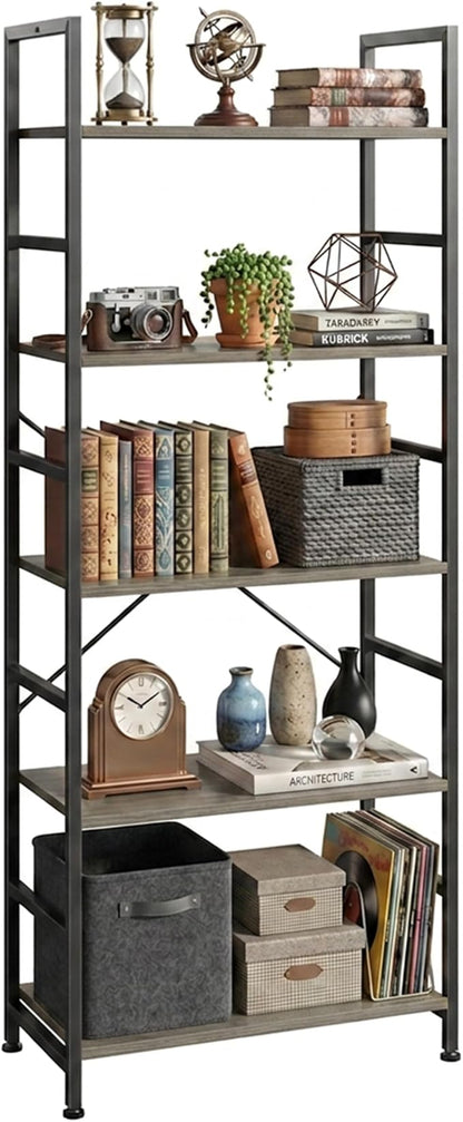 HealSmart 5 Tier Bookshelf, Free Standing Book Shelf Home Office Bookcase Shelf by HealSmart
