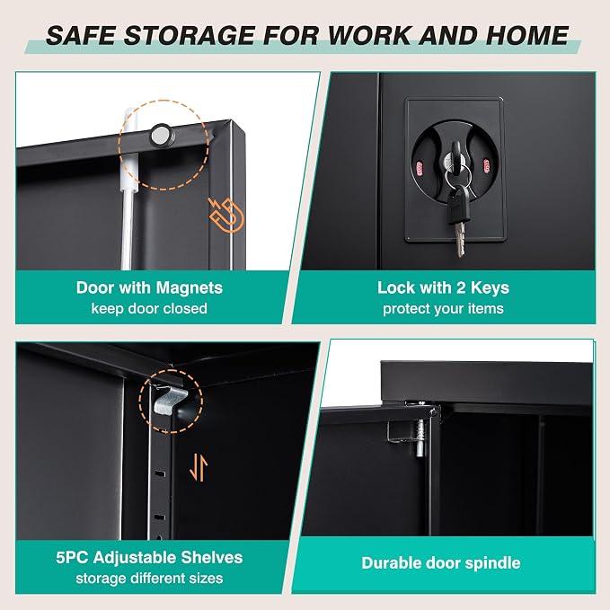 SISESOL Small Metal Storage Cabinet - Image 6