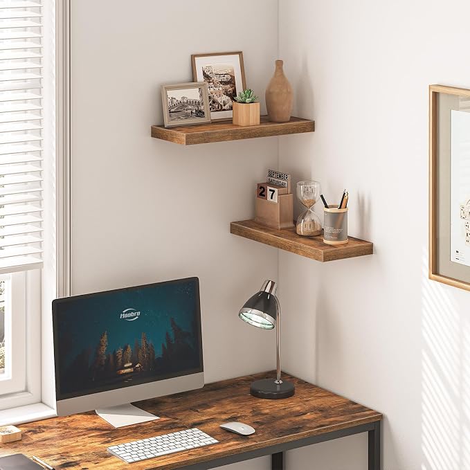 HOOBRO Floating Shelves for Wall, Wall Mounted Shelf Set of 2, 15.7" Hanging - Image 6