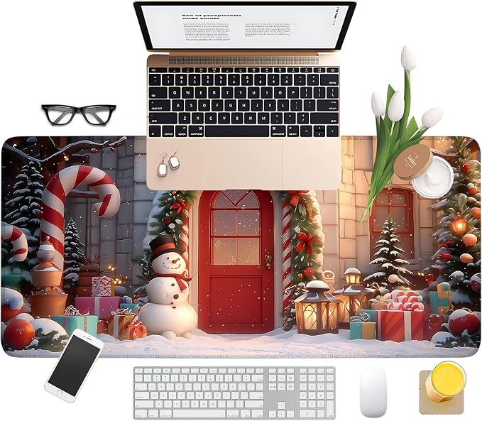 Christmas Scene Gaming Mouse Pad 35.4"x15.7"Desk Mat Anti-Slip Rubber Base & - Image 8