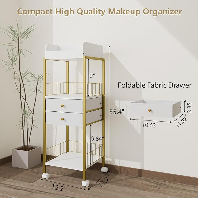 Makeup Organizer Cart Shelf Floor Skincare Organizers Make Up and Station - Image 2