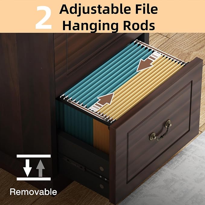 Tribesigns 4-Drawer File Filing Cabinet, Vertical Office File Cabinet, Walnut | - Image 3