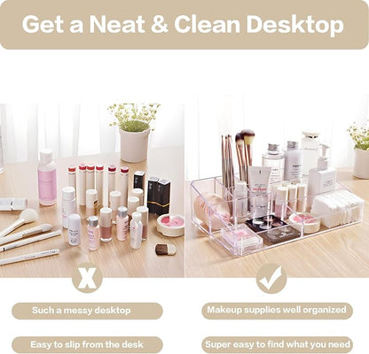 Clear Makeup Organizer, Makeup Brushes Storage Case, Cosmetic Display Case Tray - Image 3