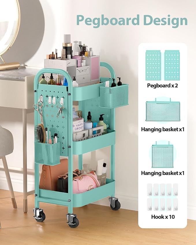 ALVOROG 3 Tier Rolling Cart - Image 2