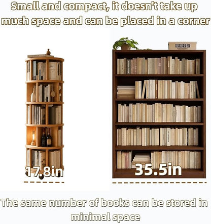 Solid Wood Rotating Round Bookshelf Towers - Image 3