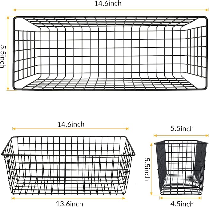 2 Sets Black Extra Large Hanging Wall Basket - Image 2