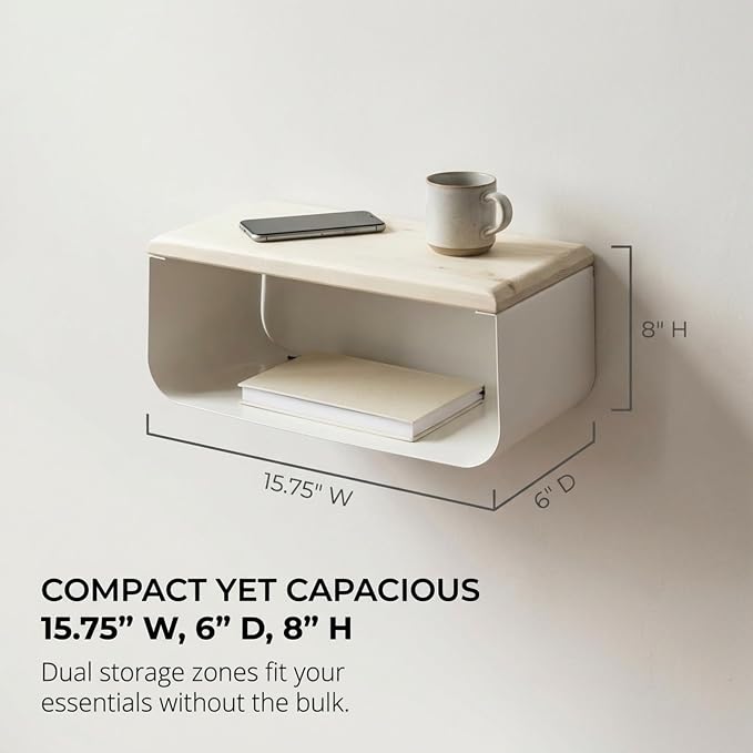 Floating Nightstand with Spruce Top | Modern Bedroom Decor | Minimalist - Image 3