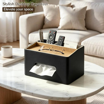 Rectangular Tissue Box Cover, PU Leather Facial Tissue Holder - Image 2