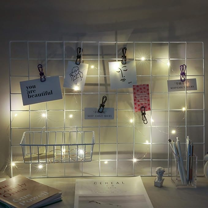 GBYAN Wire Wall Grid Basket Hanging Display Shelf White Metal Grid Panel - Image 6