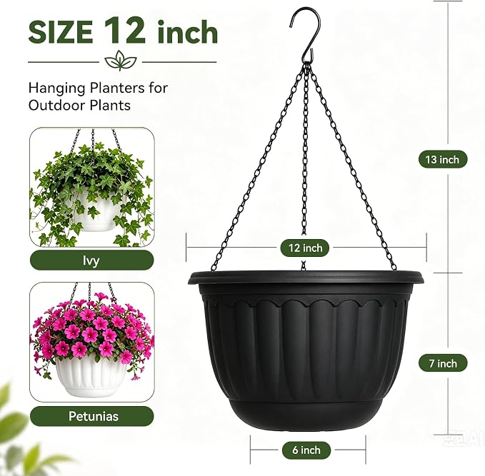 YIKUSH 12 Inch Hanging Planters - Image 2