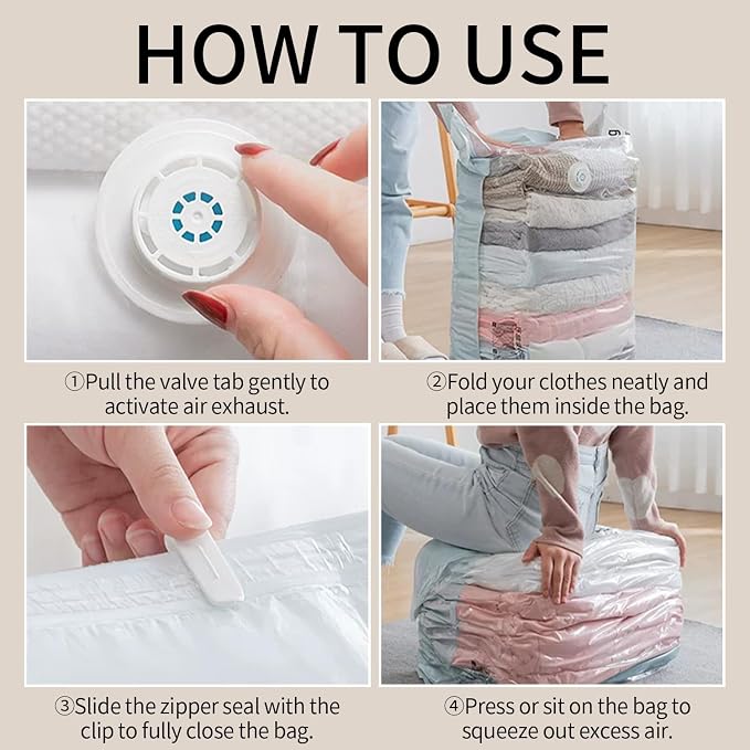 3 PACK No-Pump Vacuum Storage Bags, Large Cube Vacuum Seal Bags, Space Saver - Image 7