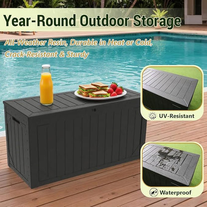 100 Gallon Resin Deck Box, Waterproof Outdoor Storage Box - Image 4