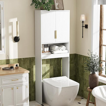 VINGLI Over The Toilet Storage Cabinet White, Modern Bathroom Organizer by VINGLI