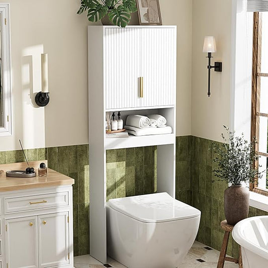VINGLI Over The Toilet Storage Cabinet White, Modern Bathroom Organizer by VINGLI