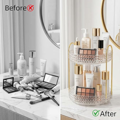 Fangoo 2 Tiers Clear Rotating Makeup Organizer - Image 7