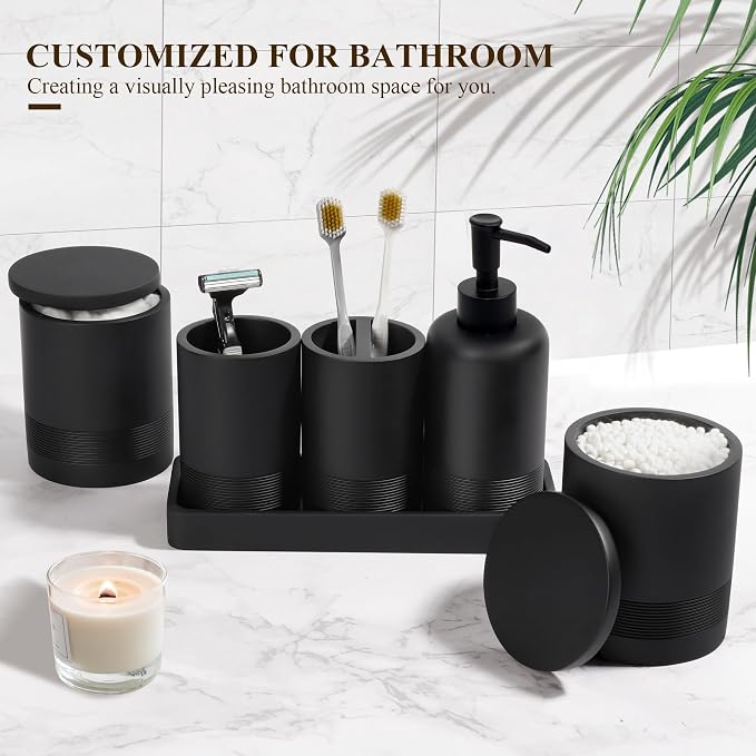 Bathroom Accessories Set, 6-Piece Bathroom Accessory Set, Toothbrush Holders Set - Image 3