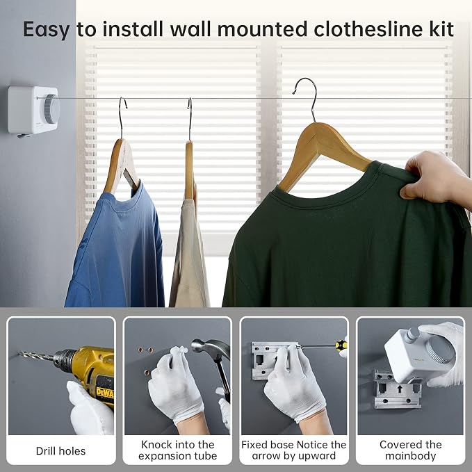 Mbillion Retractable Clothesline 13.8Ft Heavy Duty Clothes Drying Laundry Line - Image 5
