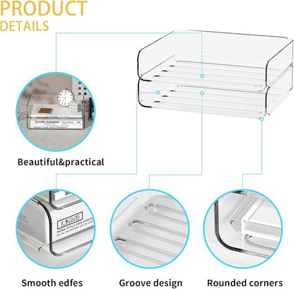 2-Tier Acrylic Paper Tray Organizer-Low-ProfileDesk File Sorter - Image 3
