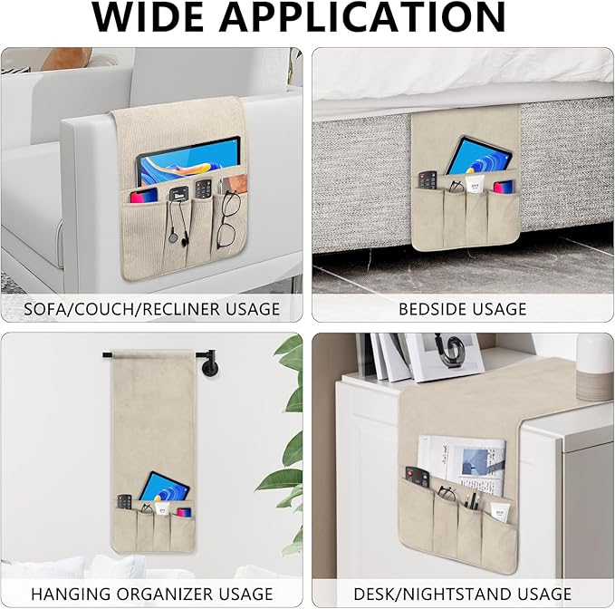 Remote Control Holder, Armchair Caddy Couch Caddy, Anti Slip Corduroy Tv Remote - Image 4