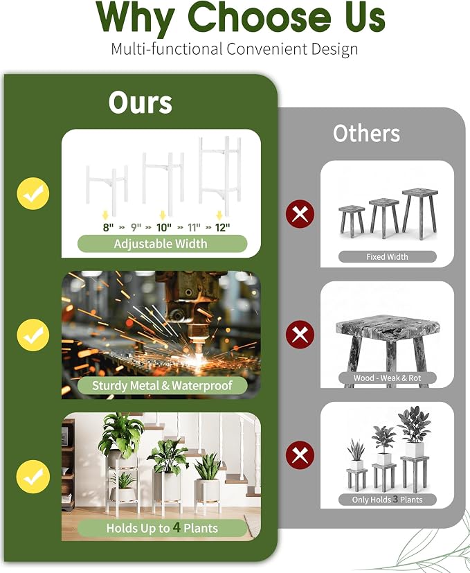 3 Pack Plant Stand Indoor Adjustable, Metal Modern Indoor Plant Stand, Heavy - Image 5