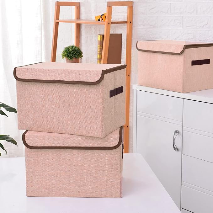 Linen Fabric Foldable Storage Cube Bin Organizer Basket - Image 4
