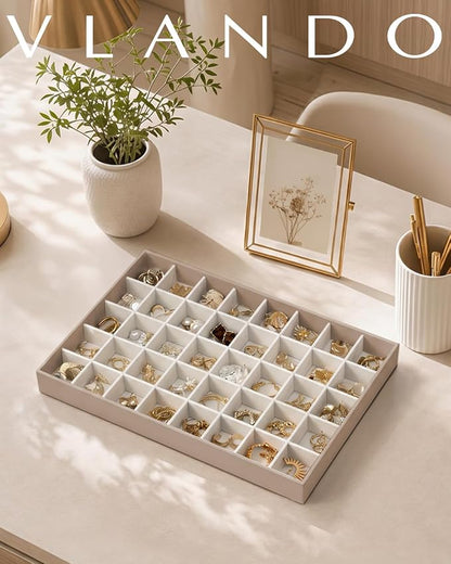 VLANDO Stackable Jewelry Tray, Drawer Organizer, 40-Grid Display, Toffee | 40 - Image 4