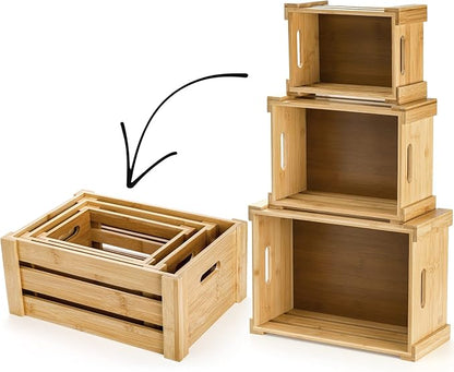 Lawei Set of 3 Bamboo Nesting Crates - Image 4