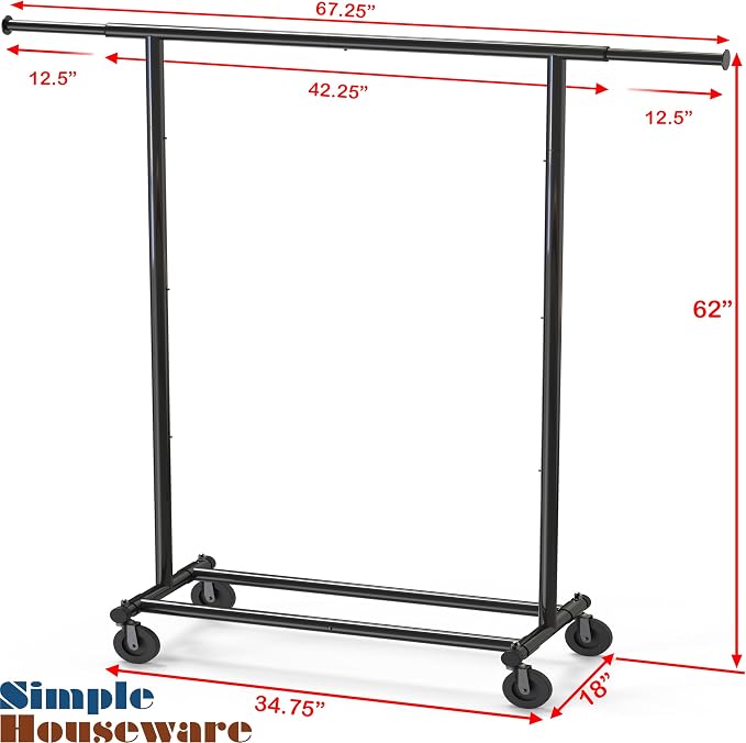 Simple Houseware Heavy Duty Clothing Garment Rack, Holds Up to 150 lbs - Image 7