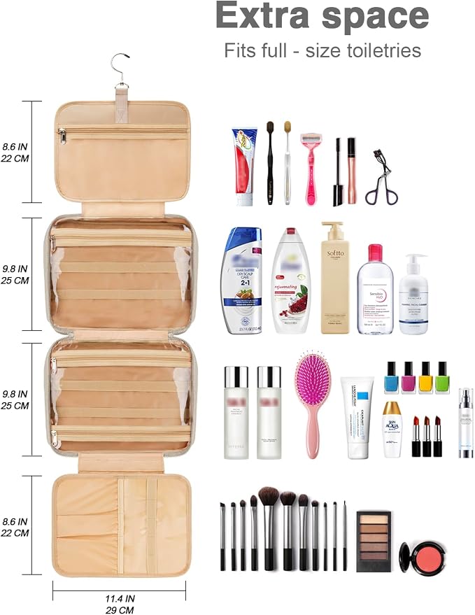 Women's Hanging Toiletry Bag, Waterproof Travel Cosmetic Organizer - Image 8