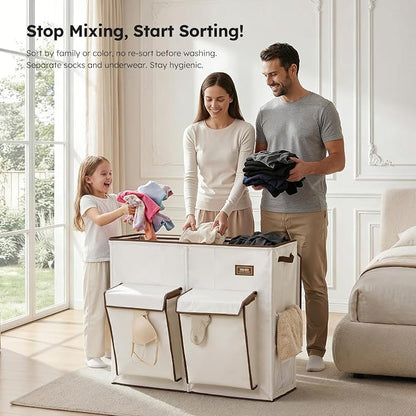 SOLEDI 220L Laundry Hamper 3 Section, Extra Large Laundry Basket - Image 4