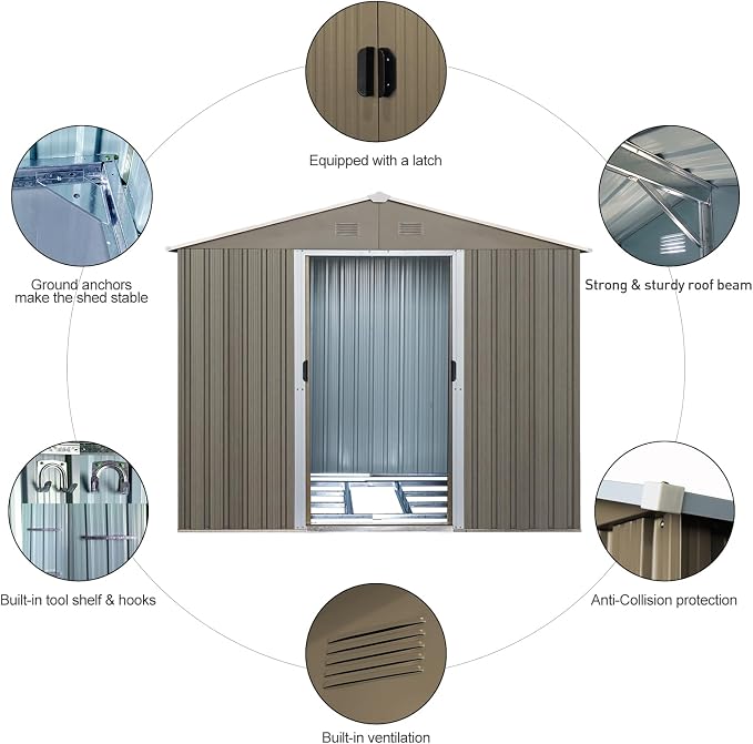 Outdoor Metal Storage Shed Window Ventilation Foundation Frame Waterproof - Image 3