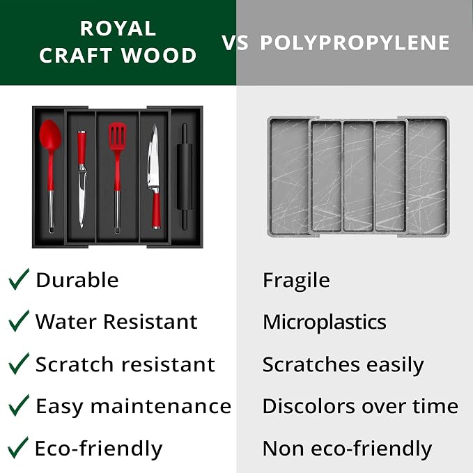 ROYAL CRAFT WOOD Luxury Bamboo Kitchen Drawer Organizer - Image 8
