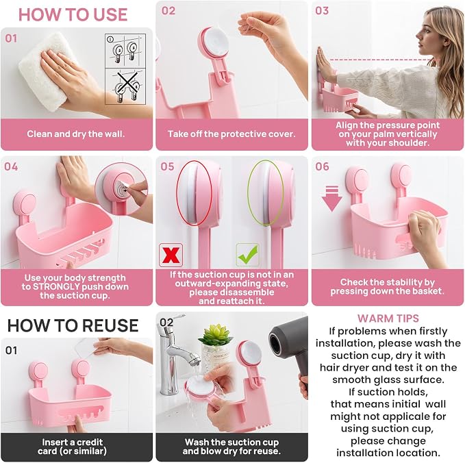 LEVERLOC Shower Caddy Suction Cup Set Shower Organizer & Soap Holder & - Image 5