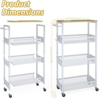 Vincona 9.1" Wide Slim Rolling Utility Cart, 4 Tier Metal Narrow Storage Cart - Image 7