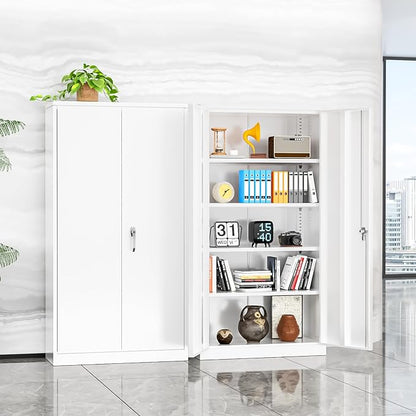 INTERGREAT White Metal Storage Cabinet Doors, Tall Metal Cabinet Lockable Steel - Image 7