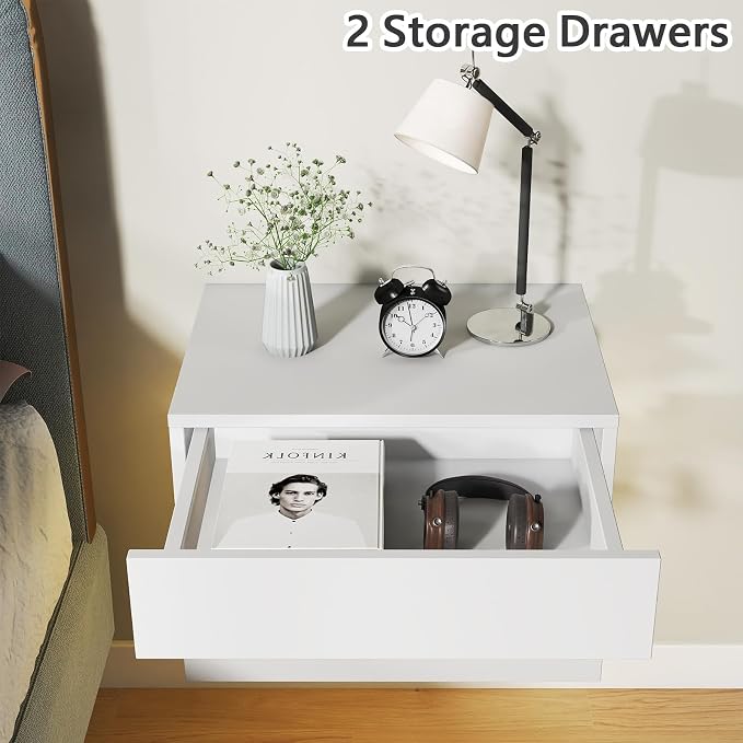 Floating Nightstand Set of 2, Modern Bedside Tables - Image 4