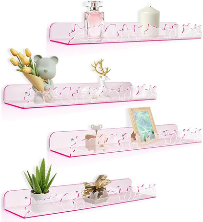 Floating Shelves for Wall, 4 Pack 15.7’’x 3.5’’Adhesive Acrylic Shelves by Alldomess