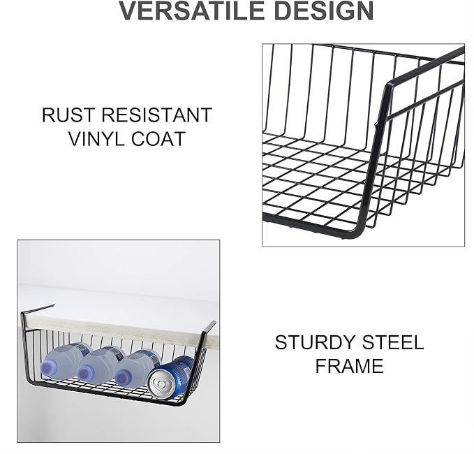 Undershelf Storage Basket Under Shelf Wire Basket Household Metal Under Shelf - Image 6