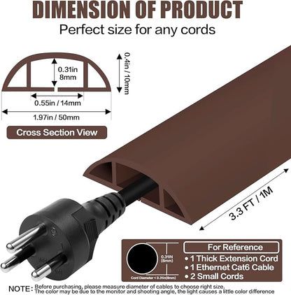 Floor Cord Cover Self Adhesive Cord Hider, 3.3FT Cable Management, Extension - Image 2