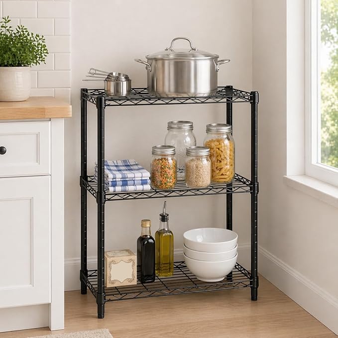 Honey-Can-Do 3-Tier Heavy Duty Adjustable Shelving Unit, 250-lb Per Shelf Metal - Image 2